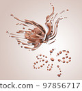 Butterfly made of splashing chocolate abstract background, 3d rendering 97856717