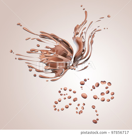 Butterfly made of splashing chocolate abstract background, 3d rendering Butterfly made of splashing chocolate abstract background, 3d rendering 97856717