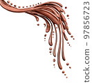 Chocolate wave or flow splash, hot melted milk chocolate sauce or syrup, cocoa drink or cream, abstract dessert background, choco splash, drink dessert, isolated, 3d rendering 97856723