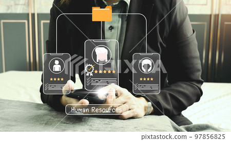 human resources personnel analysis concept : Changing the HR Landscape for Sustainable Business Success Driven by insights and focused on goals, processes, goals, skills 97856825