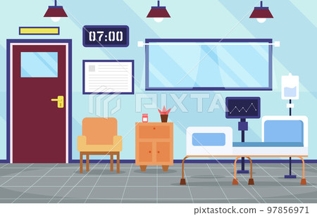 Inpatient department . Hospital scene . Flat design . Vector . 97856971