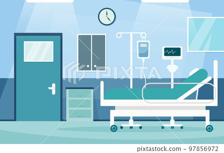 Inpatient department . Hospital scene . Flat design . Vector . 97856972