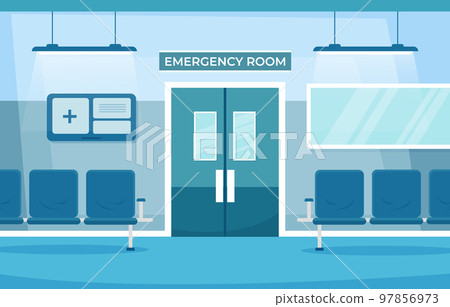 Emergency room . Hospital department scene . Flat design . Vector . 97856973