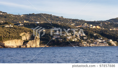 Rocky Coast and Homes near Touristic Town, Sorrento, Italy. Amalfi Coast. Rocky Coast and Homes near Touristic Town, Sorrento, Italy. Amalfi Coast. 97857886