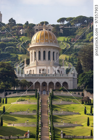 Bahai Gardens in Haifa, Israel. Tourist Attraction 97857903