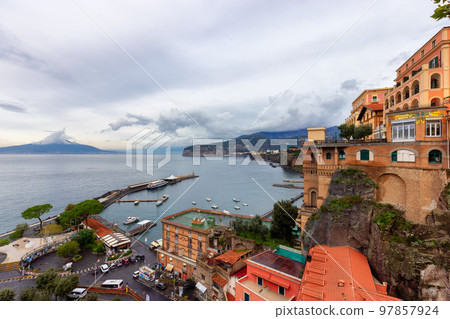 Marina and Port in a touristic town, Sorrento, Italy. Sea Coast Marina and Port in a touristic town, Sorrento, Italy. Sea Coast 97857924