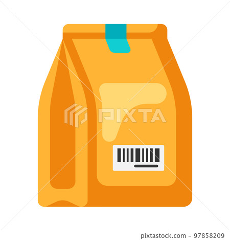 Illustration of paper bag packaging. Delivery of goods by order in store. Illustration of paper bag packaging. Delivery of goods by order in store. 97858209