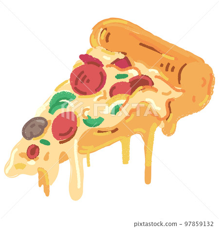 cheesy pizza sliced painting style vector illustration cheesy pizza sliced painting style vector illustration 97859132