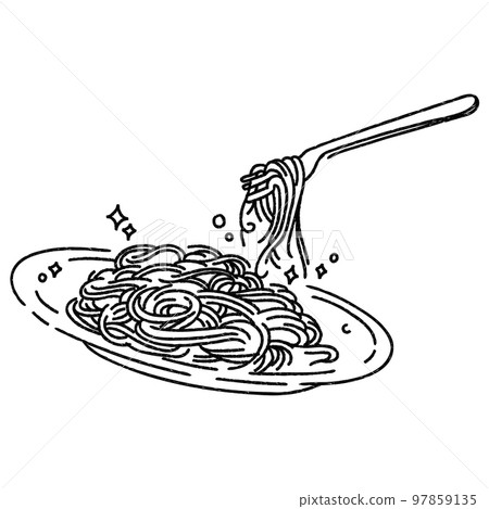 spaghetti dish hand drawn outline style vector illustration 97859135