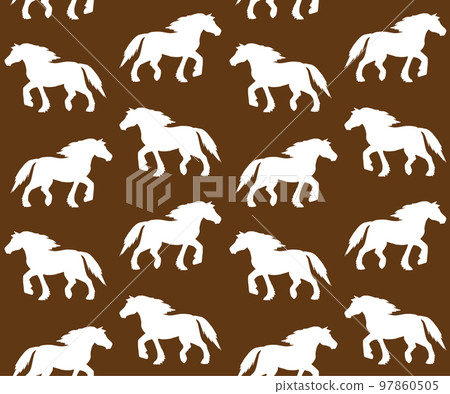 Vector seamless pattern of gypsy horse silhouette Vector seamless pattern of gypsy horse silhouette 97860505
