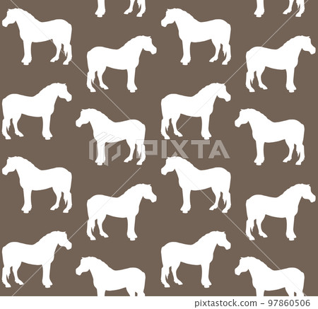 Vector seamless pattern of draft horse silhouette Vector seamless pattern of draft horse silhouette 97860506