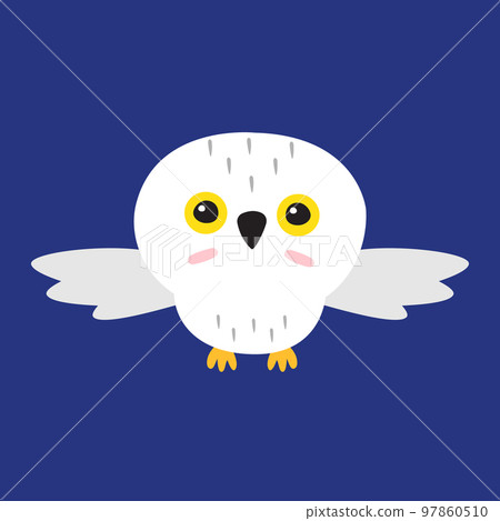 Vector flat cartoon polar flying owl 97860510