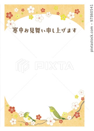 Winter greeting card template warm postcard illustration Winter greeting card template warm postcard illustration 97860541