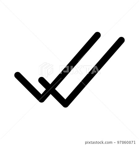 Checkmark done icon line isolated on white background. Black flat thin icon on modern outline style. Linear symbol and editable stroke. Simple and pixel perfect stroke vector illustration. Checkmark done icon line isolated on white background. Black flat thin icon on modern outline style. Linear symbol and editable stroke. Simple and pixel perfect stroke vector illustration. 97860871