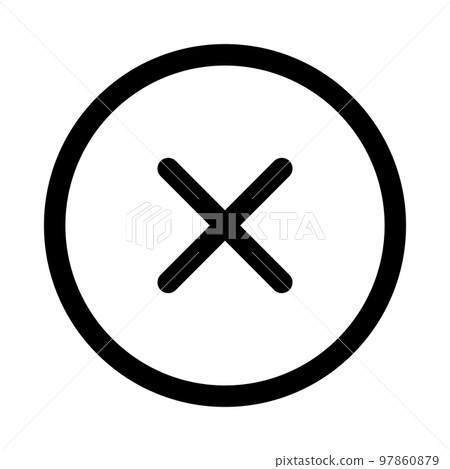 Close circle icon line isolated on white background. Black flat thin icon on modern outline style. Linear symbol and editable stroke. Simple and pixel perfect stroke vector illustration. Close circle icon line isolated on white background. Black flat thin icon on modern outline style. Linear symbol and editable stroke. Simple and pixel perfect stroke vector illustration. 97860879