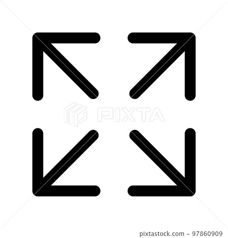 Expand icon line isolated on white background. Black flat thin icon on modern outline style. Linear symbol and editable stroke. Simple and pixel perfect stroke vector illustration. Expand icon line isolated on white background. Black flat thin icon on modern outline style. Linear symbol and editable stroke. Simple and pixel perfect stroke vector illustration. 97860909