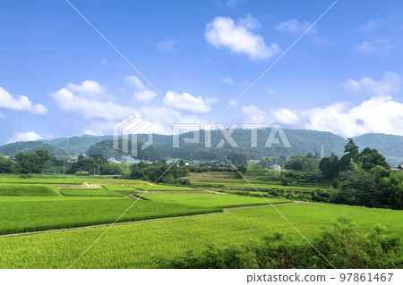 Satoyama scenery and rice farming Satoyama scenery and rice farming 97861467