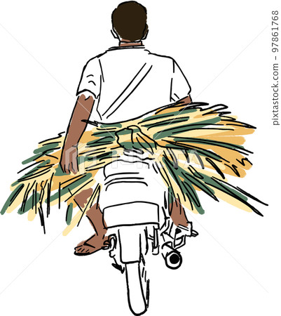 farm worker riding a bike 97861768