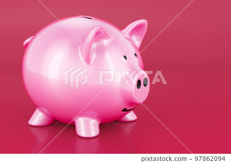 Piggy bank in trending viva magenta colors, 3D rendering Piggy bank in trending viva magenta colors, 3D rendering 97862094