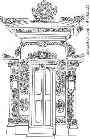 black and white decorated balinese door black and white decorated balinese door 97862323