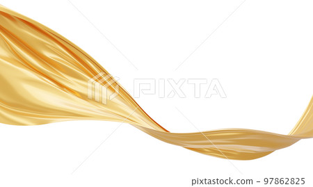 Gold fabric flying in the wind isolated on white background 3D render Gold fabric flying in the wind isolated on white background 3D render 97862825