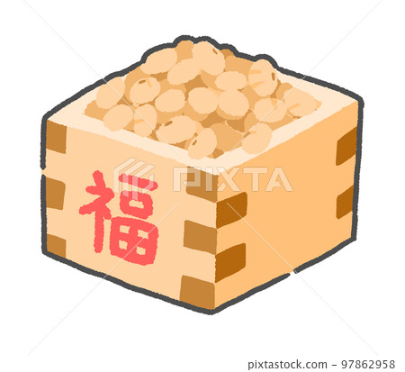 Illustration of masu and beans hand-drawn 97862958