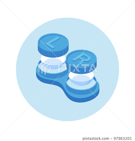 Contact Lenses In Container With Solution Isolated On White Background. Eyesight Correction, Ophthalmology Contact Lenses In Container With Solution Isolated On White Background. Eyesight Correction, Ophthalmology 97863201