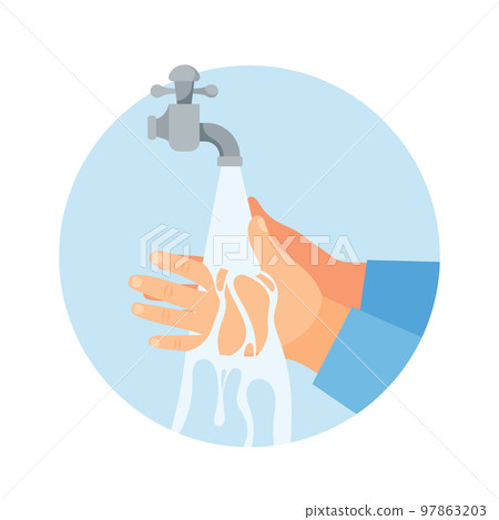 Hands Washing Icon, Hygiene Procedure Graphic Design Element Isolated On White Background. Health Care Concept Hands Washing Icon, Hygiene Procedure Graphic Design Element Isolated On White Background. Health Care Concept 97863203