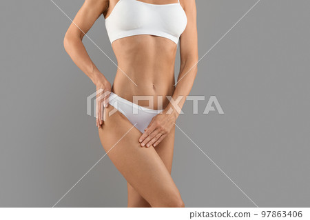 Young Woman in White Underwear Stock Image - Image of smiling, clothes:  47004407