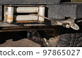 car winch with a hook on the car close up 97865027