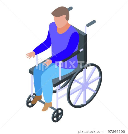 Boy in wheelchair icon. Isometric of boy in wheelchair vector icon for web design isolated on white background 97866200