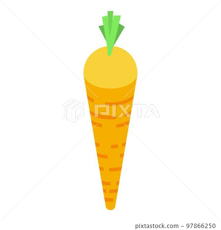 Farm carrot icon. Isometric of farm carrot vector icon for web design isolated on white background Farm carrot icon. Isometric of farm carrot vector icon for web design isolated on white background 97866250