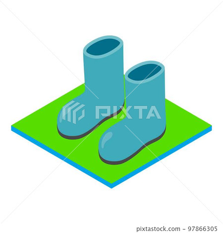 Rain boots icon. Isometric illustration of rain boots vector icon for web Rain boots icon. Isometric illustration of rain boots vector icon for web 97866305