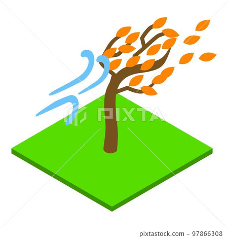 Windy autumn icon. Isometric illustration of windy autumn vector icon for web 97866308