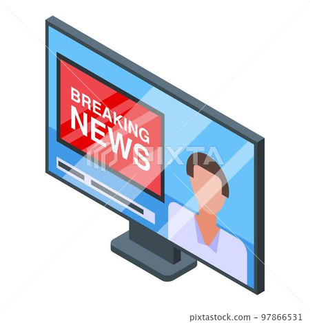 Nursing home tv breaking news icon. Isometric of nursing home tv breaking news vector icon for web design isolated on white background 97866531