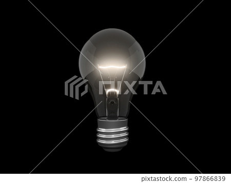 Bright tungsten bulb on black background. 3d render Bright tungsten bulb on black background. 3d render 97866839