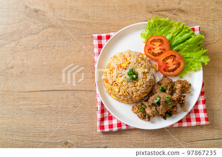 fried rice with grilled pork 97867235