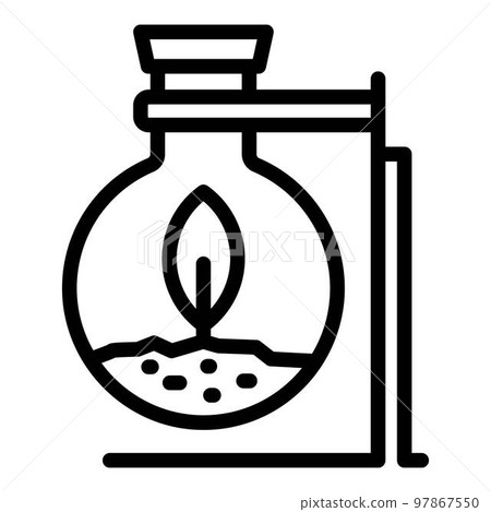 Plant in flask icon. Outline plant in flask vector icon for web design isolated on white background Plant in flask icon. Outline plant in flask vector icon for web design isolated on white background 97867550