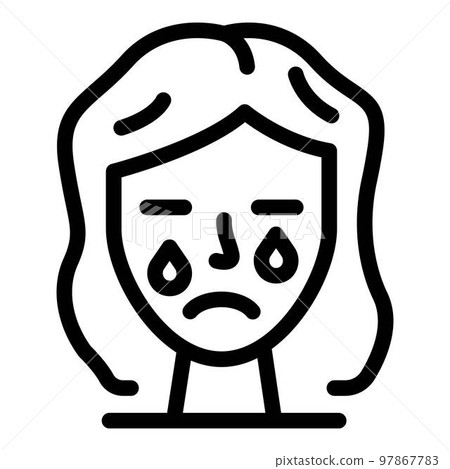 Crying girl icon. Outline grying girl vector icon for web design isolated on white background Crying girl icon. Outline grying girl vector icon for web design isolated on white background 97867783