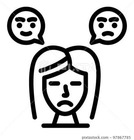 Sad girl icon. Outline sad girl vector icon for web design isolated on white background Sad girl icon. Outline sad girl vector icon for web design isolated on white background 97867785