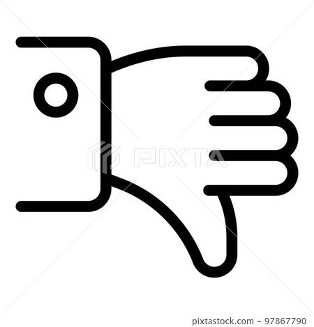 Hand dislike icon. Outline hand dislike vector icon for web design isolated on white background 97867790