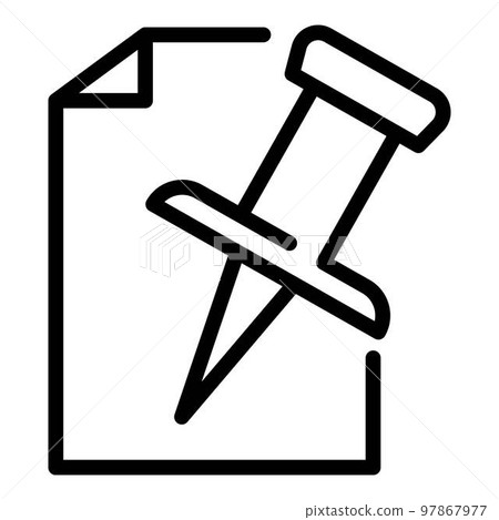 Pin paper icon. Outline pin paper vector icon for web design isolated on white background 97867977