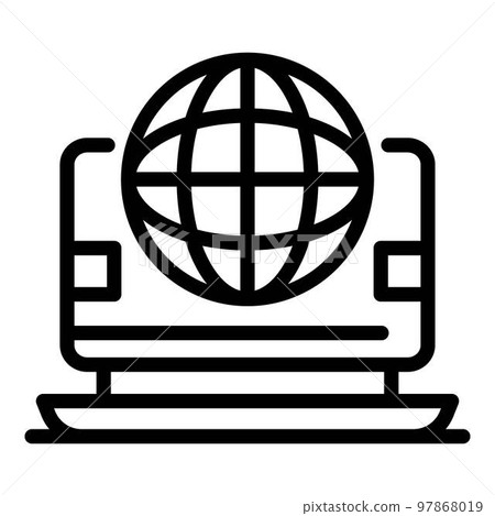 Monitor globe icon. Outline monitor globe vector icon for web design isolated on white background Monitor globe icon. Outline monitor globe vector icon for web design isolated on white background 97868019