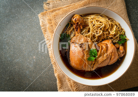 Noodles with Braised Chicken in Brown Soup Noodles with Braised Chicken in Brown Soup 97868089