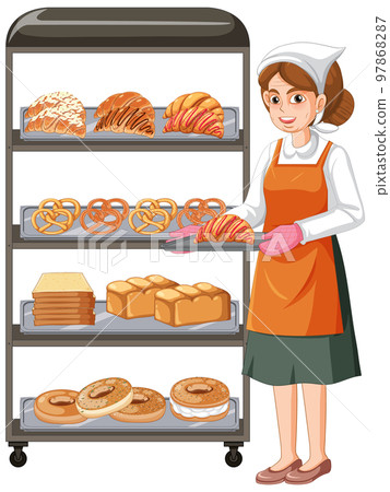 Bakery showcase with pastry products Bakery showcase with pastry products 97868287