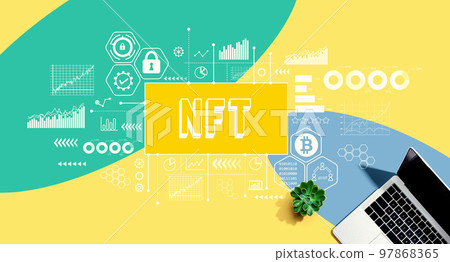 NFT theme with a laptop computer 97868365