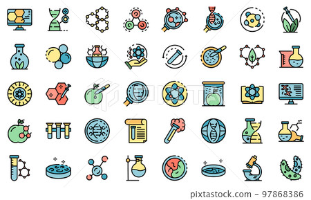 Bioengineer icons set. Outline set of Bioengineer vector icons thin line color flat on white 97868386