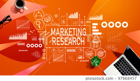 Marketing Research theme with a laptop computer Marketing Research theme with a laptop computer 97868457