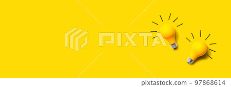 Yellow light bulbs - flat lay Yellow light bulbs - flat lay 97868614