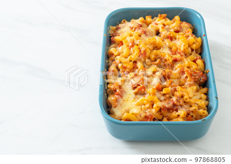 homemade macaroni bolognese with cheese homemade macaroni bolognese with cheese 97868805